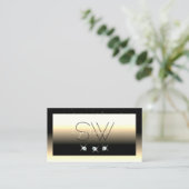 Stilvolle Black Cream Gold Sparkle Diamonds Monogr Visitenkarte (Stehend Vorderseite)