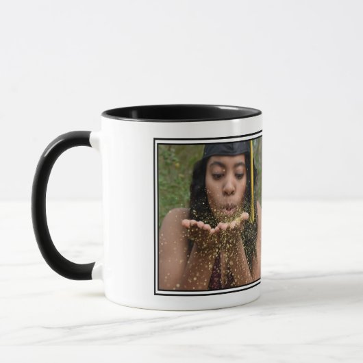 Stilvolle Black Custom Foto Abschluss Tasse (Links)