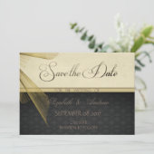 Stilvolle Black Damask Hochzeit Save the Date (Stehend Vorderseite)