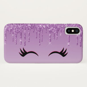 Stilvolle Black Eyelashes und Lila Glitzer Case-Mate iPhone Hülle