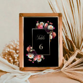 Stilvolle Black Floral Wedding Tischnummer