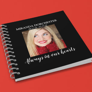 Stilvolle Black Foto Funeral Guest Notizblock