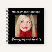 Stilvolle Black Foto Funeral Guest Notizblock (Vorderseite)