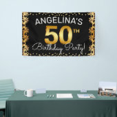 Stilvolle Black & Gold 50. Geburtstagsparty Banner (Messeveranstaltung)