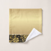 Stilvolle Black Gold Blume Badhandtuch Set (Waschlappen)