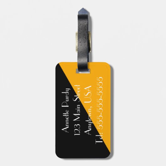 Stilvolle Black & Gold Designer Gepäckmarke Gepäckanhänger (Rückseite vertikal)