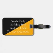 Stilvolle Black & Gold Designer Gepäckmarke