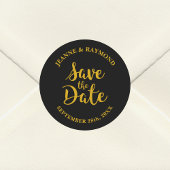 Stilvolle Black Gold Foil Save the Date Hochzeit Runder Aufkleber