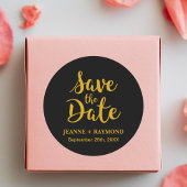 Stilvolle Black Gold Foil Wedding Save the Date Runder Aufkleber