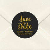 Stilvolle Black Gold Foil Wedding Save the Date Runder Aufkleber