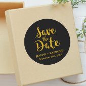 Stilvolle Black Gold Foil Wedding Save the Date Runder Aufkleber