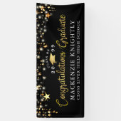 Stilvolle Black Gold Glückwunsch Grad Script Banner (Vertikal)
