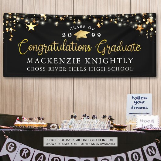 Stilvolle Black Gold Glückwunsch Grad Script Banner