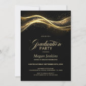 Stilvolle Black Gold Graduation Party Einladung (Vorderseite)