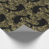 Stilvolle Black Gold Koi Fish Gemustert Geschenkpapier (Ecke)