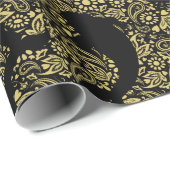 Stilvolle Black Gold Koi Fish Gemustert Geschenkpapier (Rolleneckpunkt)