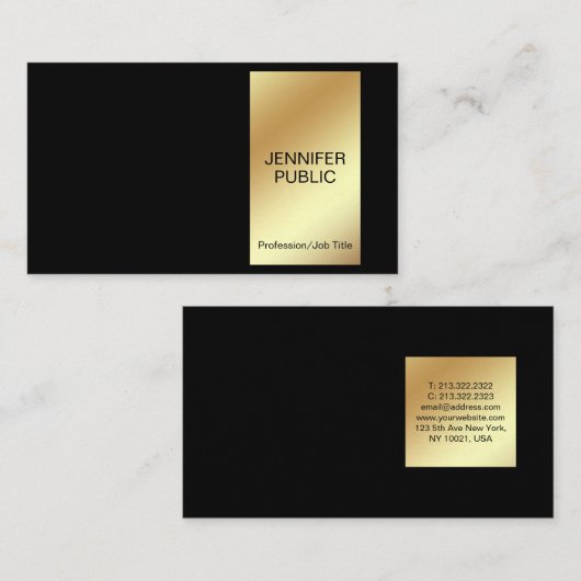 Stilvolle Black Gold Moderne Beruflich Chic Einfac Visitenkarte (Vorne/Hinten)