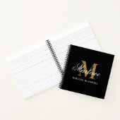 Stilvolle Black Gold Monogram Calligraphie Notizblock (Innenseite)