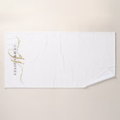 Stilvolle Black Gold Monogram Eleganter Skriptname Badehandtuch (Badehandtuch)