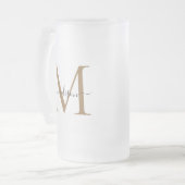 Stilvolle Black Gold Monogram Eleganter Skriptname Mattglas Bierglas (Vorderseite Links)