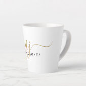 Stilvolle Black Gold Monogram Eleganter Skriptname Milchtasse (Rechte Ecke)