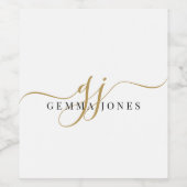 Stilvolle Black Gold Monogram Eleganter Skriptname Weinetikett (Einzelnes Label)