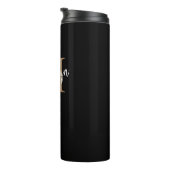 Stilvolle Black Gold Monogram Girly Script Thermosbecher (Nach rechts gedreht)