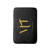 Stilvolle Black & Gold Monogram Initials Letters Badematte (Vorderseite Vertikal)