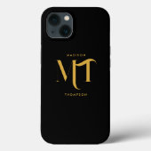Stilvolle Black & Gold Monogram Initials Letters Case-Mate iPhone Hülle (Rückseite)