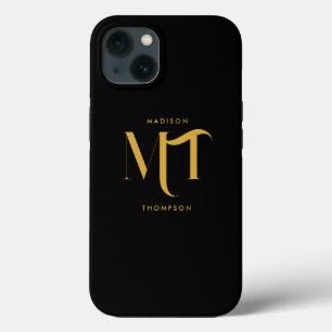 Stilvolle Black & Gold Monogram Initials Letters Case-Mate iPhone Hülle