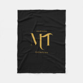 Stilvolle Black & Gold Monogram Initials Letters Fleecedecke (Vorderseite)