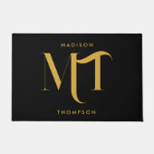 Stilvolle Black & Gold Monogram Initials Letters Fußmatte (Vorderseite)