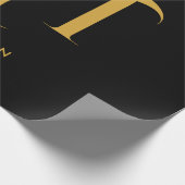 Stilvolle Black & Gold Monogram Initials Letters Geschenkpapier (Ecke)
