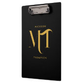 Stilvolle Black & Gold Monogram Initials Letters Klemmbrett (Links)
