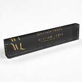 Stilvolle Black & Gold Monogram Initials Letters Namensplakette