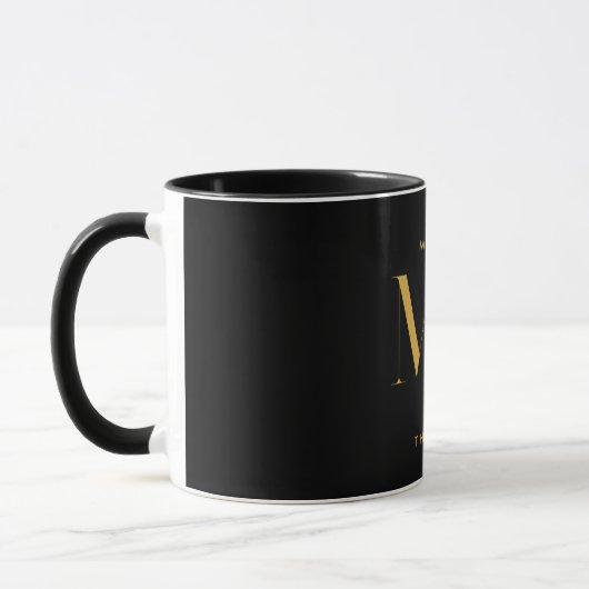 Stilvolle Black & Gold Monogram Initials Letters Tasse (Links)