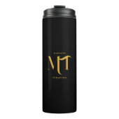 Stilvolle Black & Gold Monogram Initials Letters Thermosbecher (Vorderseite)