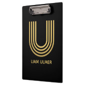 Stilvolle Black & Gold Monogram Klemmbrett (Links)