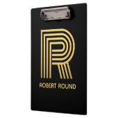 Stilvolle Black & Gold Monogram Klemmbrett (Links)