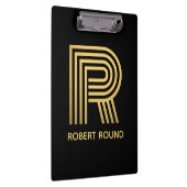 Stilvolle Black & Gold Monogram Klemmbrett (Rechts)