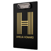 Stilvolle Black & Gold Monogram Klemmbrett (Links)