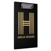 Stilvolle Black & Gold Monogram Klemmbrett (Rechts)