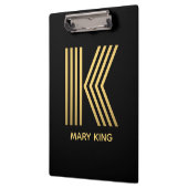 Stilvolle Black & Gold Monogram Klemmbrett (Links)