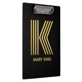 Stilvolle Black & Gold Monogram Klemmbrett (Rechts)