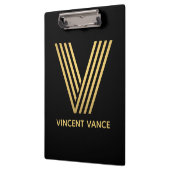 Stilvolle Black & Gold Monogram Klemmbrett (Links)