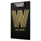 Stilvolle Black & Gold Monogram Klemmbrett (Links)