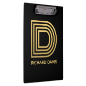Stilvolle Black & Gold Monogram Klemmbrett (Rechts)