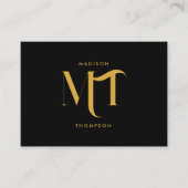 Stilvolle Black & Gold Monogram Social Media Icons Visitenkarte (Vorderseite)