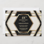 Stilvolle Black Gold Party jedes Alters Geburtstag Einladung (Vorderseite)