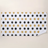 Stilvolle Black & Gold Polka Dots Strandtuch (Vorderseite)